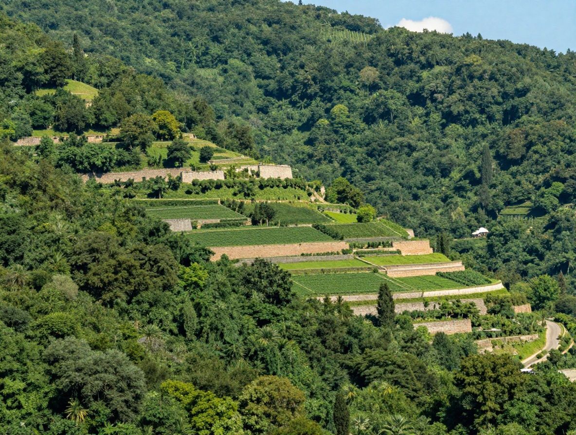 Vue aérienne d'épices et d'herbes aromatiques colorées — curcuma jaune, cannelle brune, cardamome verte et poivre noir arrangés en cercles sur fond sombre